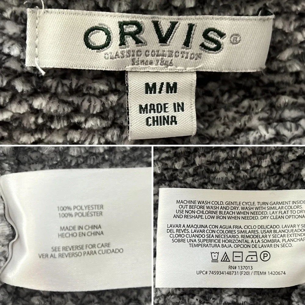 Orvis Sweater Womens Medium Gray Chenille Pullover‎ V Neck Long Sleeve Cozy Knit